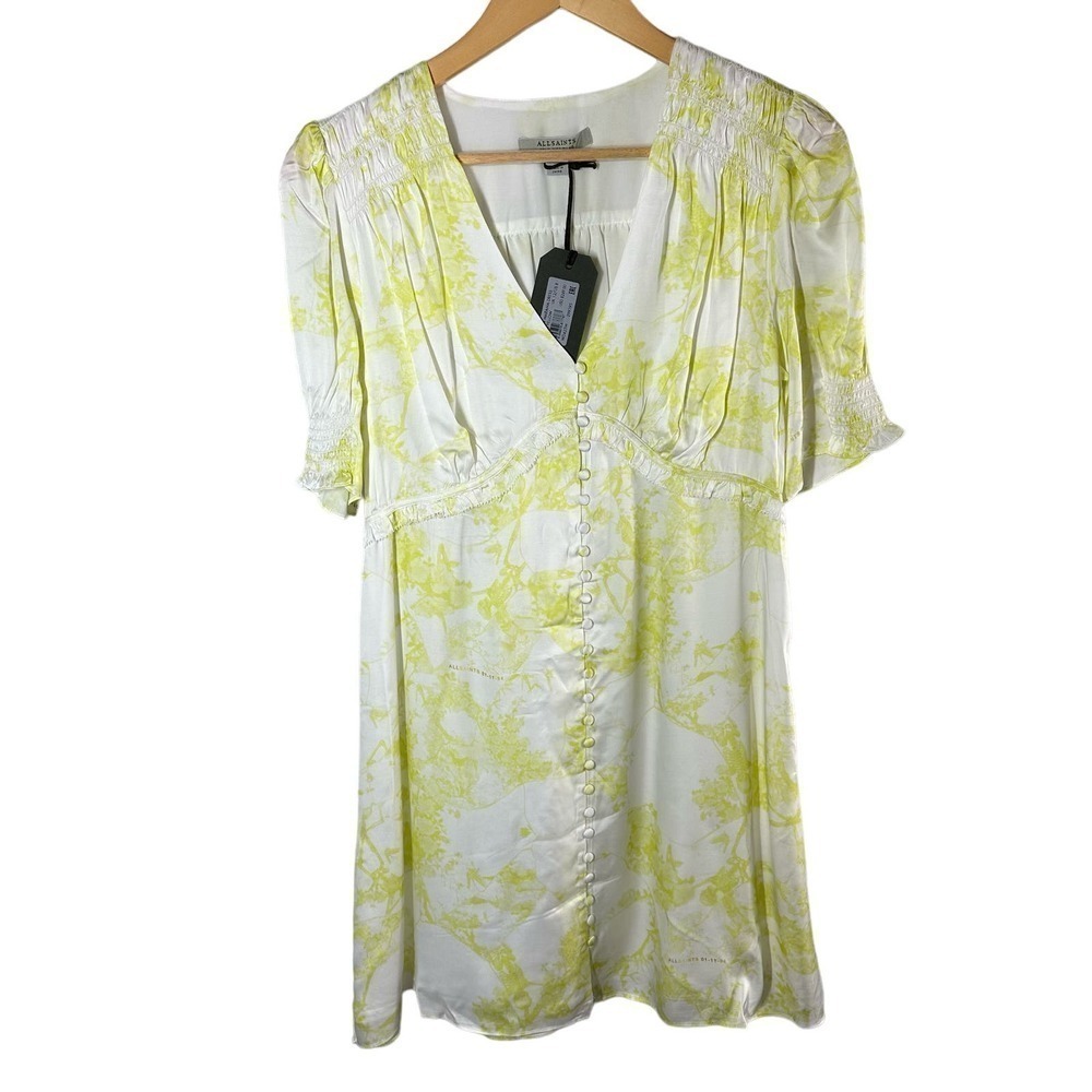 Allsaints Demi Marama Mini Casual Dress Size US 8 Citrus Yellow
